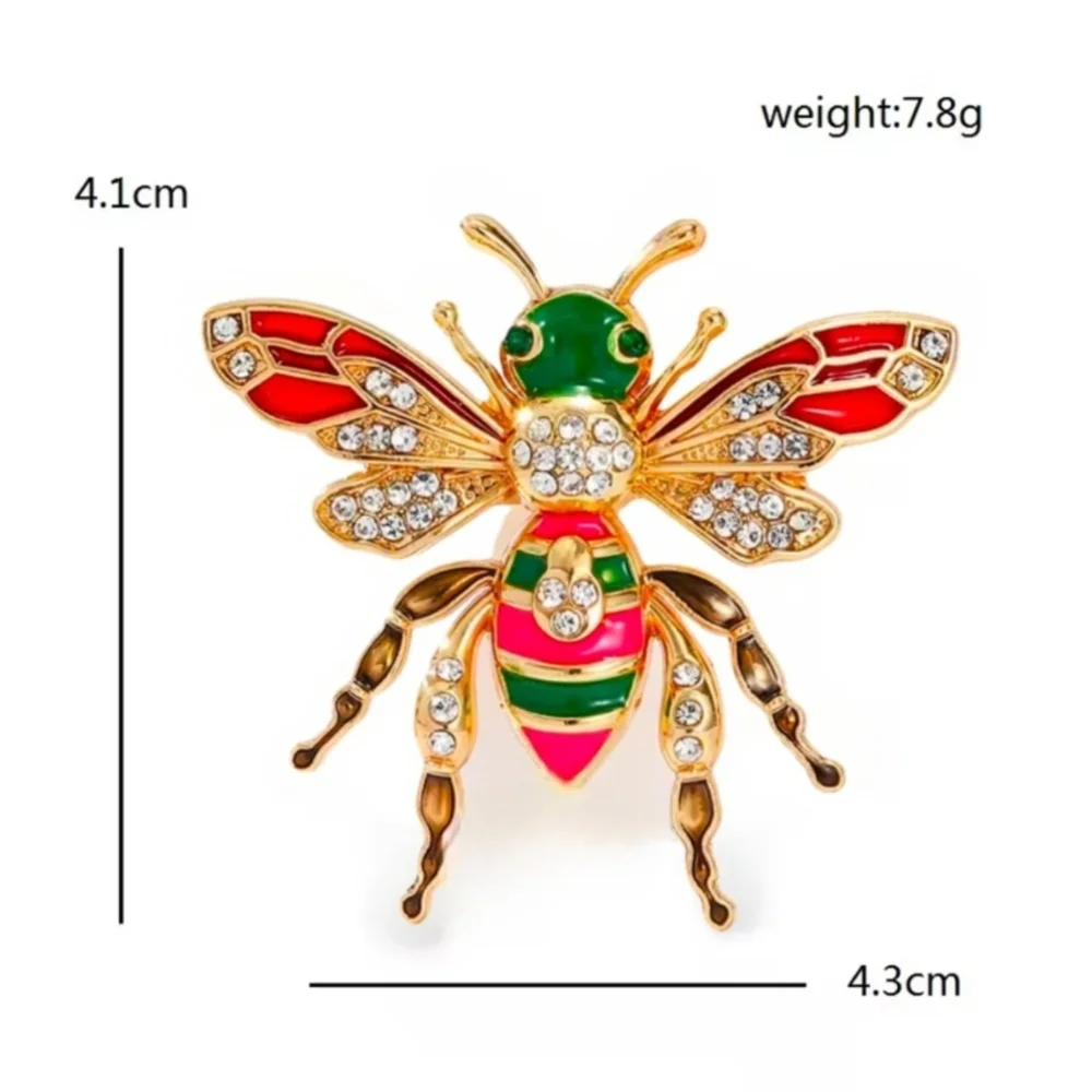 Gold-Tone Bee Brooch with Red and Green Enamel - Picture 2 of 4